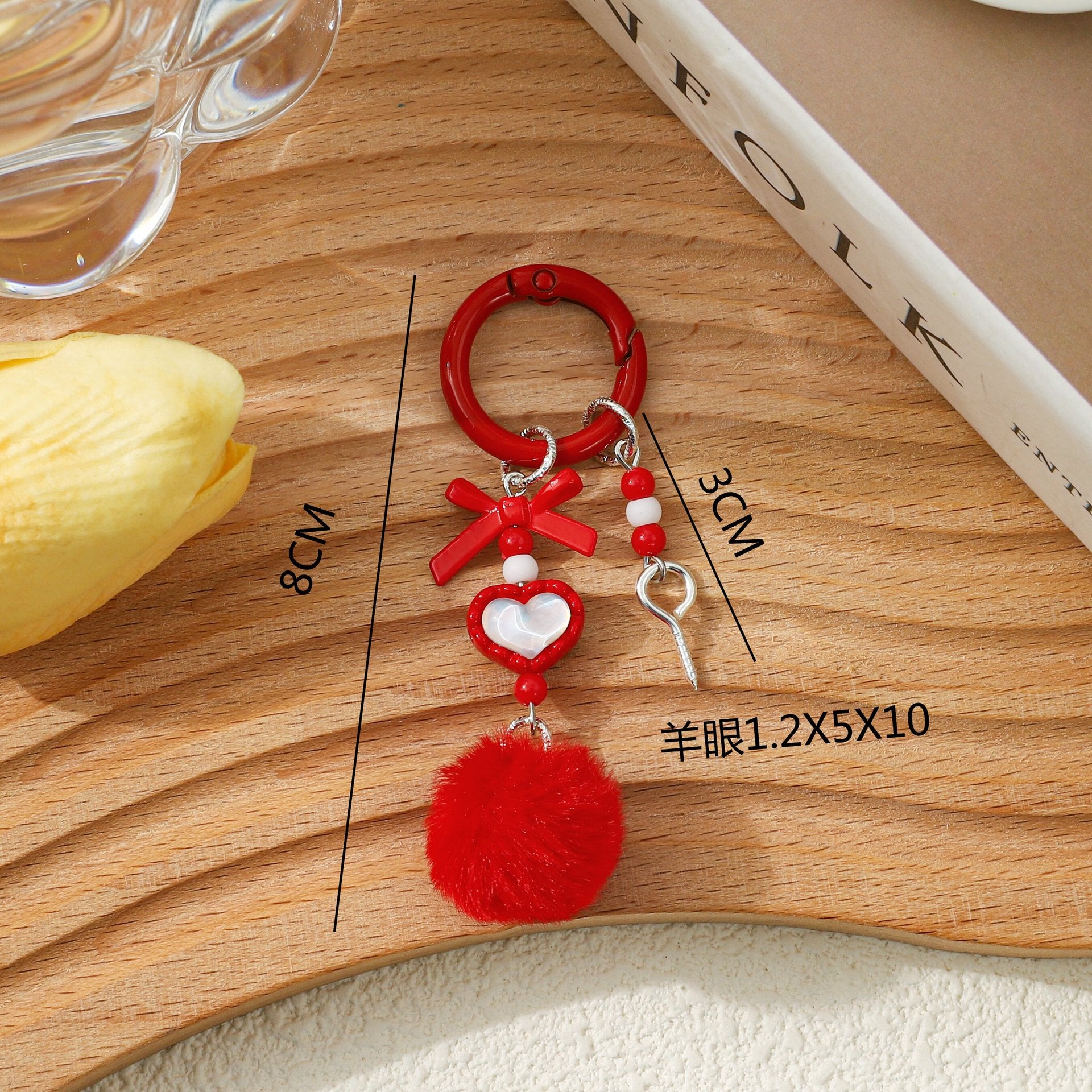 Wholesale 5pcs Creative hair ball beaded DIY keychain